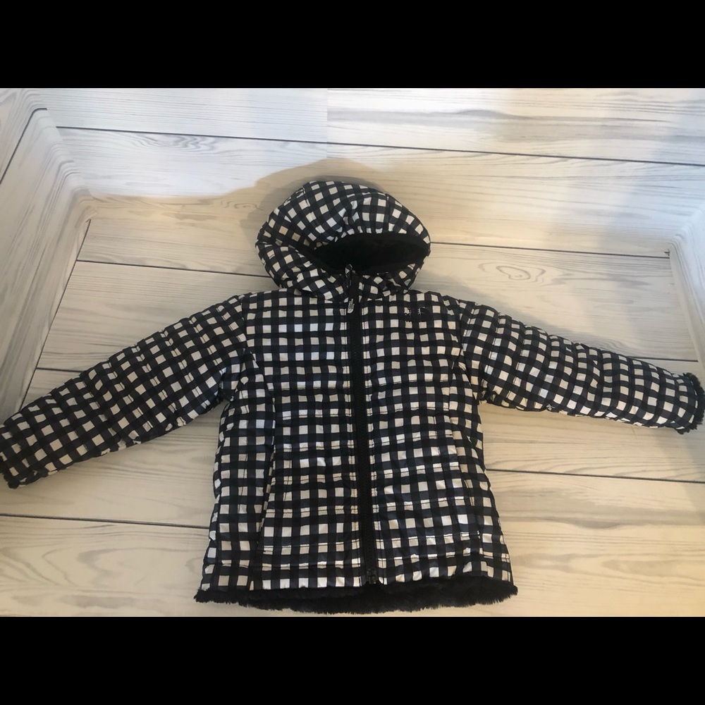North Face black gingham reversible jacket 2T